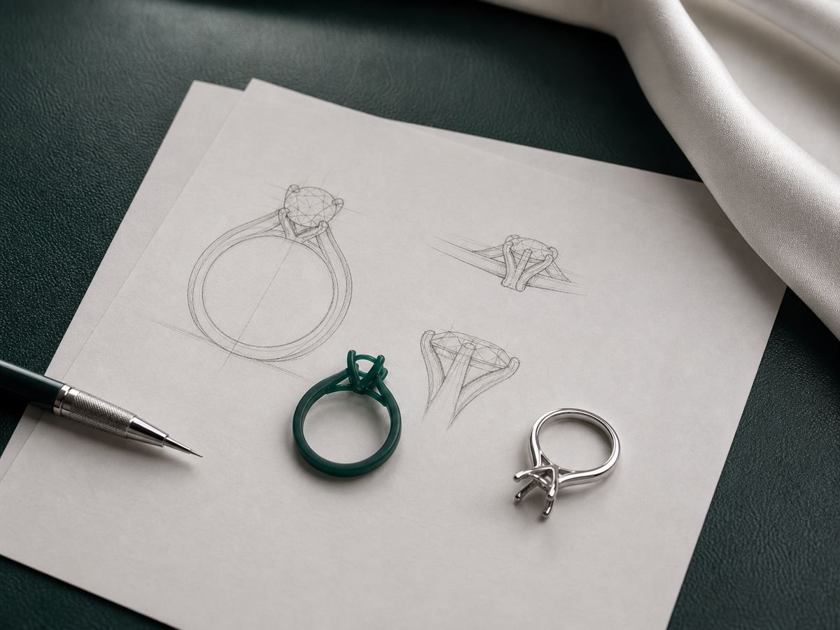 Bespoke ring sketches and model ready for design approval